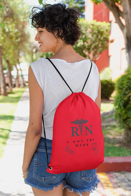 Drawstring bag with RN credentials